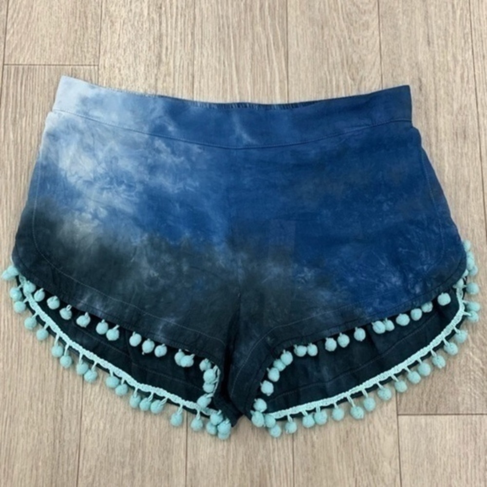 Gypsy 05 Blue Tie Dye Shorts with Pom-Poms BRAND NEW